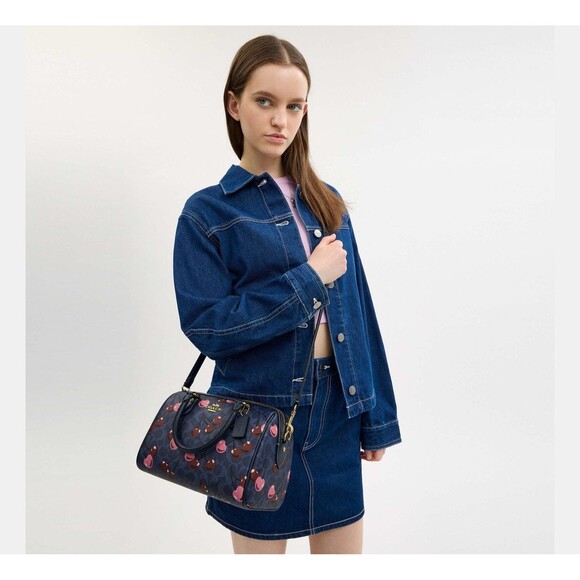 Coach Rowan Satchel Bag In Signature Canvas With Cherry Print CY692 - Picture 11 of 15